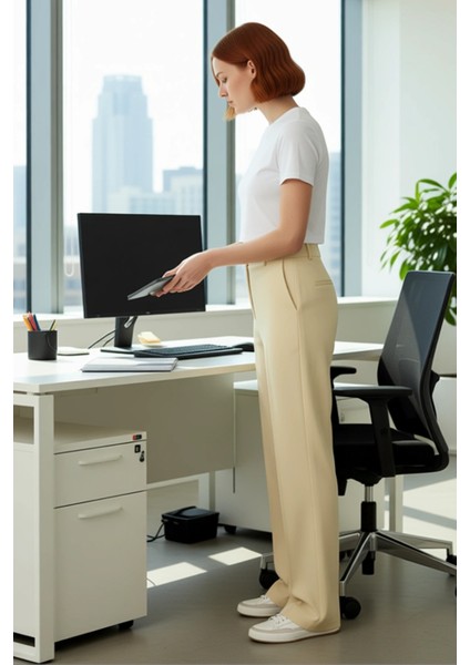 Kadın Yüksek Bel Düz Kesim Nervür Detaylı Dokuma Pantolon Fonksiyonel Dayanıklı Kaliteli Şık fiyatları