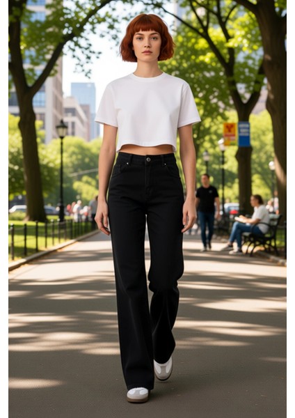 Kadın Bol Paça Denim Pantolon Fonksiyonel Dayanıklı Kaliteli Konforlu Estetik Premium Spor fiyatları