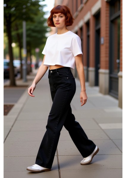 Kadın Bol Paça Denim Pantolon Fonksiyonel Dayanıklı Kaliteli Konforlu Estetik Premium Spor modelleri