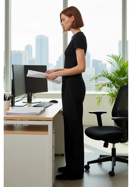 Kadın Pileli Wide Leg Pantolon Yüksek Bel Fonksiyonel Dayanıklı Kaliteli Konforlu Estetik Şık