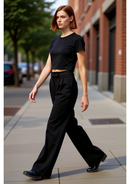 Kadın Pileli Wide Leg Pantolon Yüksek Bel Fonksiyonel Dayanıklı Kaliteli Konforlu Estetik Şık modelleri