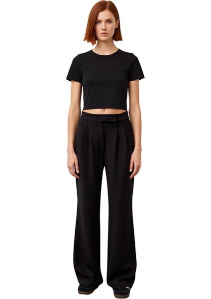 Kadın Pileli Wide Leg Pantolon Yüksek Bel Fonksiyonel Dayanıklı Kaliteli Konforlu Estetik Şık fırsatları