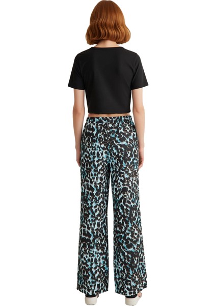 Kadın Leopar Desenli Wide Leg Dokuma Pantolon Fonksiyonel Dayanıklı Kaliteli Konforlu Spor indirimleri