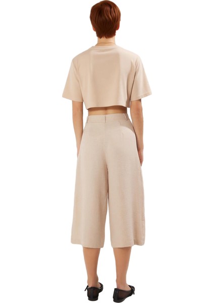 Kadın Keten Görünümlü Wrap Culotte Pantolon Fonksiyonel Dayanıklı Kaliteli Konforlu Modern indirimleri