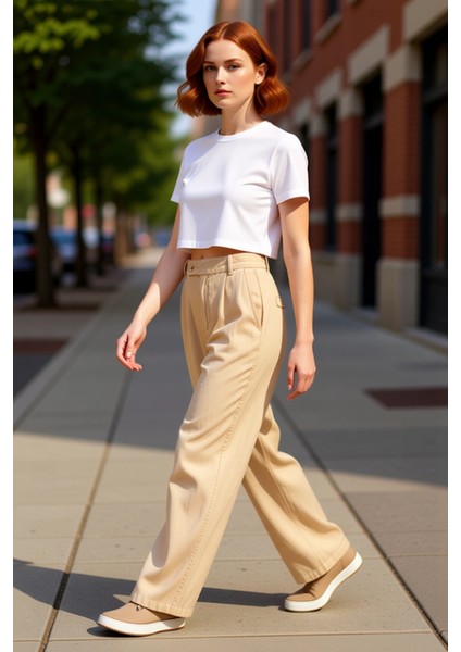 Kadın Yüksek Bel Keten Palazzo Pantolon Fonksiyonel Dayanıklı Kaliteli Konforlu Estetik Şık modelleri