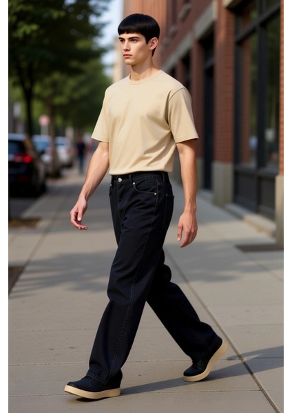 Erkek Bol Kesim Denim Pantolon Fonksiyonel Dayanıklı Kaliteli Konforlu Estetik Premium Şık