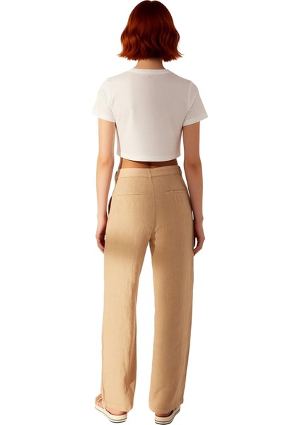 Kadın Yüksek Bel Keten Palazzo Pantolon Fonksiyonel Dayanıklı Kaliteli Konforlu Estetik Şık indirimleri