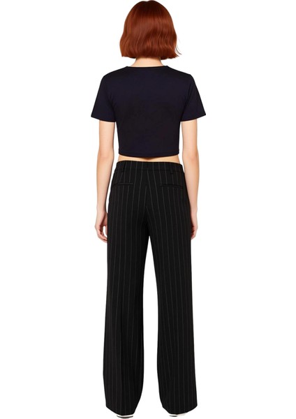 Kadın Çizgili Yüksek Bel Geniş Paça Pantolon Fonksiyonel Dayanıklı Kaliteli Konforlu Rahat indirimleri