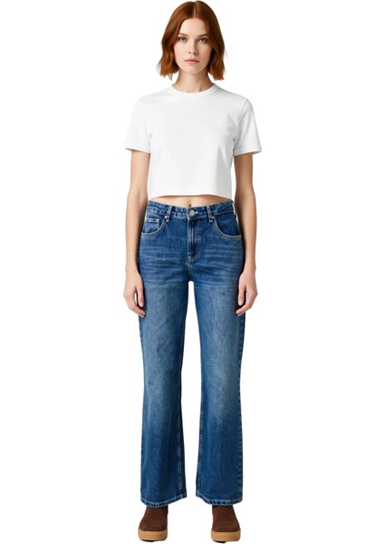 Kadın Wide Leg Yüksek Bel Denim Pantolon Fonksiyonel Dayanıklı Kaliteli Konforlu Estetik Şık fırsatları