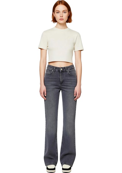 Kadın Yüksek Bel Flare Denim Pantolon Cool & Comfort Fonksiyonel Dayanıklı Kaliteli Modern fırsatları