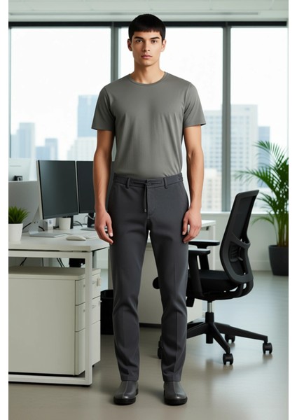 Erkek Koyu Kahve Düz Dokulu Regular Fit Pantolon Fonksiyonel Dayanıklı Kaliteli Konforlu Şık