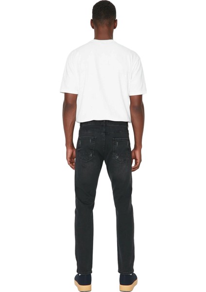Erkek Yırtık Detaylı Dar Paça Denim Pantolon Fonksiyonel Dayanıklı Kaliteli Konforlu Rahat indirimleri
