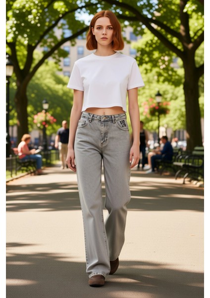 Kadın Yüksek Bel Wide Leg Denim Pantolon Fonksiyonel Dayanıklı Kaliteli Konforlu Estetik Şık fırsatları