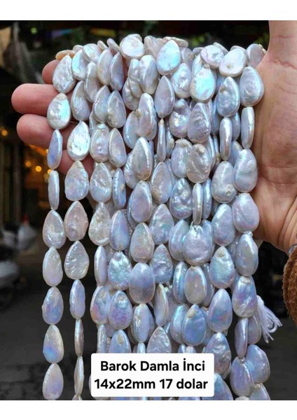 %100 Doğa Orjinal L Barok Inci Dizesi