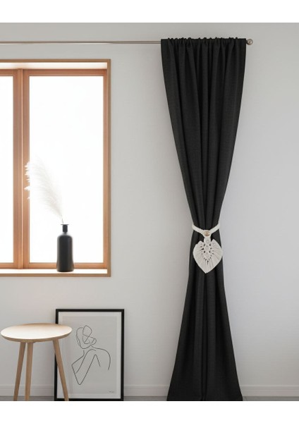 Ekru Yaprak Temalı Makrome Perde Tutucu 1 Adet