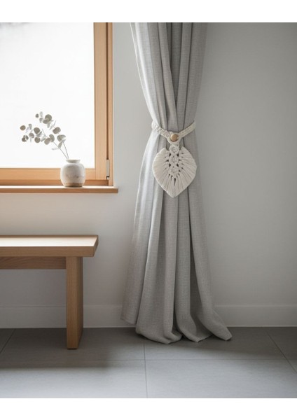 Ekru Yaprak Temalı Makrome Perde Tutucu 1 Adet fiyatları