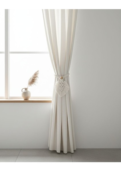 Ekru Yaprak Temalı Makrome Perde Tutucu 1 Adet fırsatları