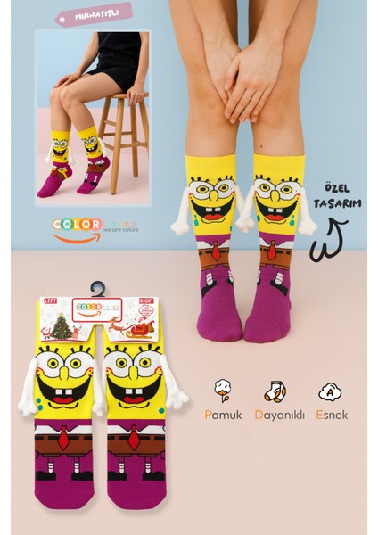 Sevimli Kahraman El Ele Tutuşan Karakteli Çorap (Extra Soft)