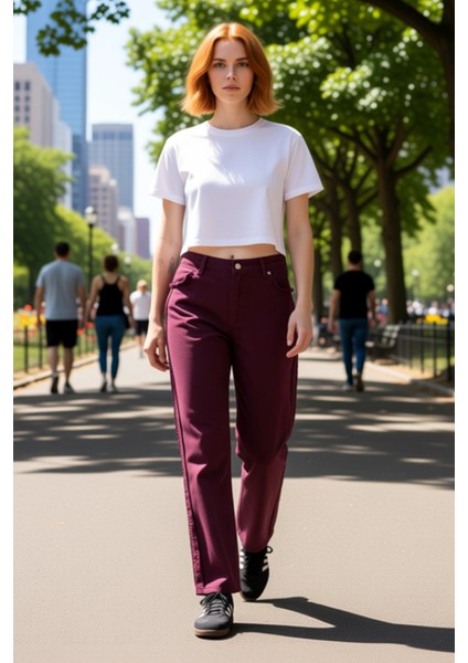 Kadın Dikiş Detaylı Regular Boy Jean Pantolon Fonksiyonel Dayanıklı Kaliteli Konforlu Spor fiyatları