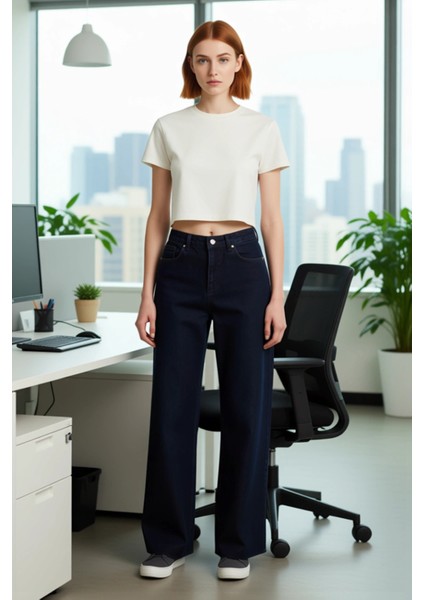 Kadın Yüksek Bel Kesimli Wide Leg Jean Pantolon Fonksiyonel Dayanıklı Kaliteli Konforlu Şık modelleri