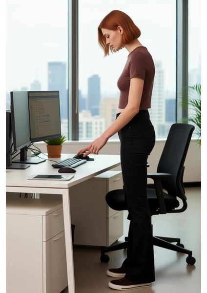 Kadın Yüksek Bel Flare Denim Pantolon Fonksiyonel Dayanıklı Kaliteli Konforlu Estetik Spor fiyatları