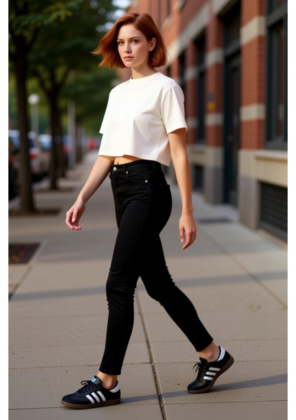 Kadın Yüksek Bel Skinny Jean Pantolon Fonksiyonel Dayanıklı Kaliteli Konforlu Estetik Spor