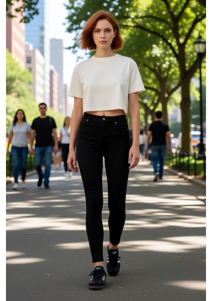 Kadın Yüksek Bel Skinny Jean Pantolon Fonksiyonel Dayanıklı Kaliteli Konforlu Estetik Spor modelleri