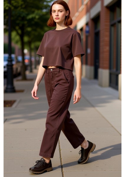 Kadın Yüksek Bel Bol Kesim Cep Detaylı Kargo Pantolon Fonksiyonel Dayanıklı Kaliteli Rahat indirimleri