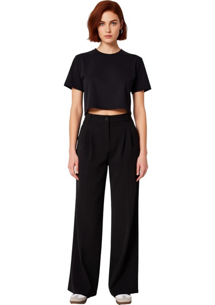 Kadın Haki Yüksek Bel Geniş Paça Pantolon Fonksiyonel Dayanıklı Kaliteli Konforlu Estetik Şık fırsatları