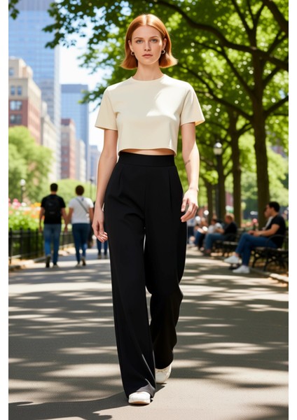 Kadın Pileli Geniş Paça Örme Pantolon Fonksiyonel Dayanıklı Kaliteli Konforlu Estetik Spor modelleri