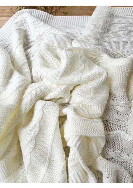 Triko Tek Kat Bebek Battaniye Krem 90×100 Cm-Zincir Desenli fiyatları