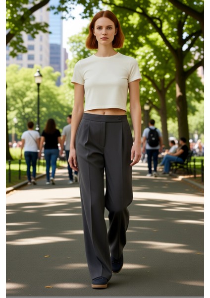 Kadın Geniş Paça Yüksek Bel Dokuma Pantolon Fonksiyonel Dayanıklı Kaliteli Konforlu Modern modelleri