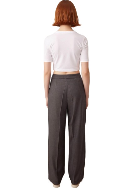 Kadın Geniş Paça Yüksek Bel Dokuma Pantolon Fonksiyonel Dayanıklı Kaliteli Konforlu Modern indirimleri