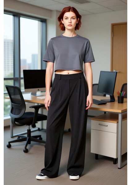 Kadın Pileli Geniş Kesim Örme Pantolon Fonksiyonel Dayanıklı Kaliteli Konforlu Estetik Şık fiyatları