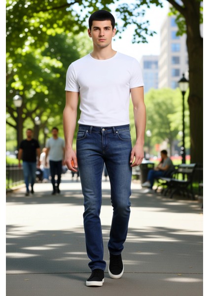 Erkek Açık Comfort Denim Dar Paça Pantolon Fonksiyonel Dayanıklı Kaliteli Konforlu Estetik fırsatları