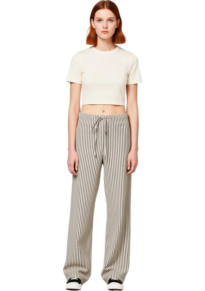 Kadın Çok Renkli Çizgili Geniş Paça Pantolon Fonksiyonel Dayanıklı Kaliteli Konforlu Rahat fırsatları