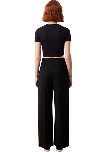 Kadın Toka Detaylı Wideleg Örme Pantolon Fonksiyonel Dayanıklı Kaliteli Konforlu Estetik Şık indirimleri