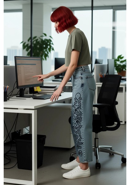 Kadın Işlemeli Yüksek Bel Bol Kesim Kot Pantolon Fonksiyonel Dayanıklı Kaliteli Konforlu Şık modelleri
