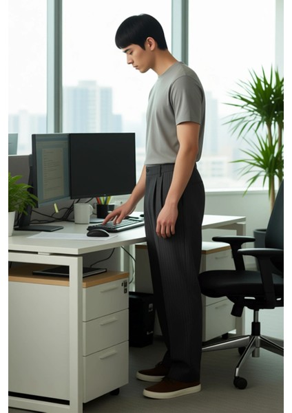 Erkek Casual Baggy Fit Pileli Kumaş Pantolon Fonksiyonel Dayanıklı Kaliteli Konforlu Rahat