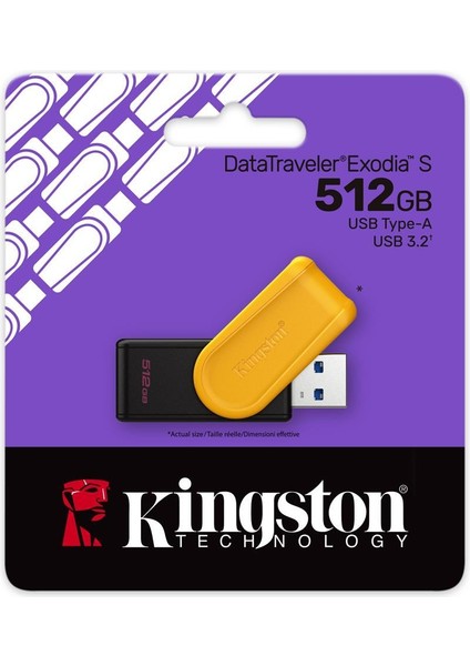 Kingston DTXS-512GB 512GB Portable USB 3.2 Gen1 Datatraveler Exodias (Black-Yellow) Flash Bellek fiyatları