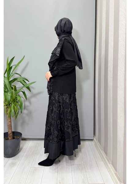 Dantelli Etek Bluz Takım Siyah(Payetli) 38219 fiyatları