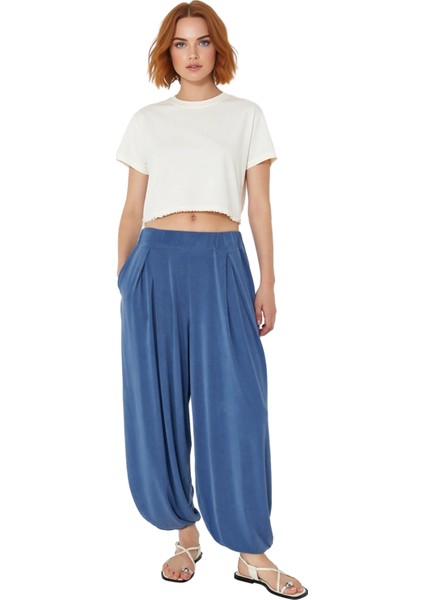 Kadın Pileli Şalvar Kesim Örme Pantolon Antrasit Modal Fonksiyonel Dayanıklı Kaliteli Spor fırsatları