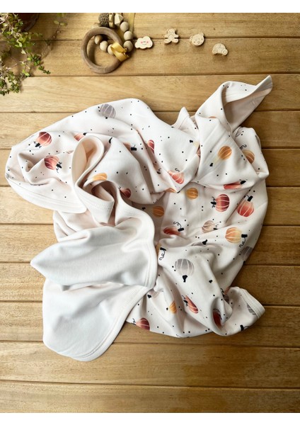 Bubbles Naturel Organik Pamuklu 80 x 85 cm Çift Kat Penye Bebek Battaniye Balkabağı indirimleri