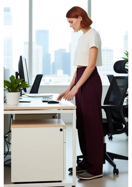 Kadın Mürdüm Düz Paça Yüksek Bel Gabardin Pantolon Fonksiyonel Dayanıklı Kaliteli Konforlu fiyatları