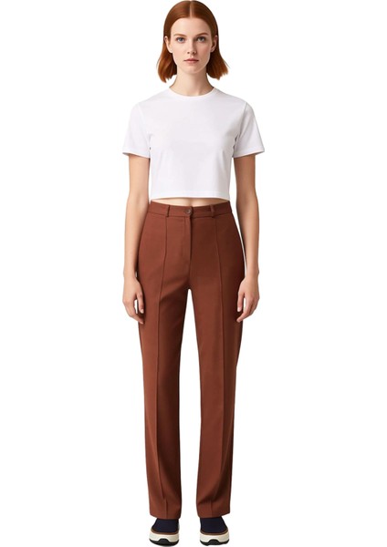 Kadın Yüksek Bel Düz Kesim Nervür Detaylı Dokuma Pantolon Fonksiyonel Dayanıklı Kaliteli Şık fırsatları