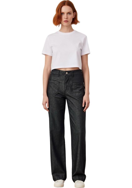 Kadın Geniş Paça Denim Pantolon Yüksek Bel Fonksiyonel Dayanıklı Kaliteli Konforlu Estetik fırsatları