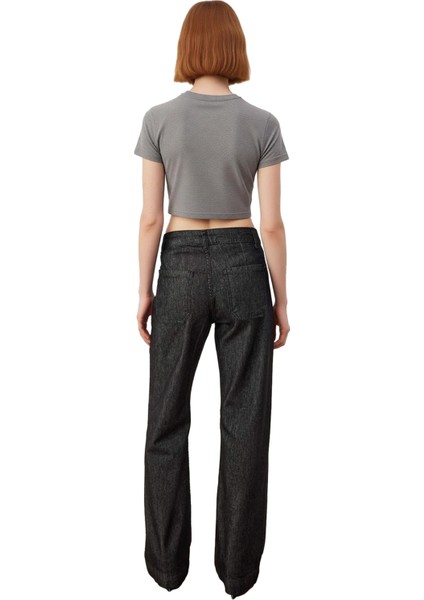 Kadın Geniş Paça Denim Pantolon Yüksek Bel Fonksiyonel Dayanıklı Kaliteli Konforlu Estetik indirimleri