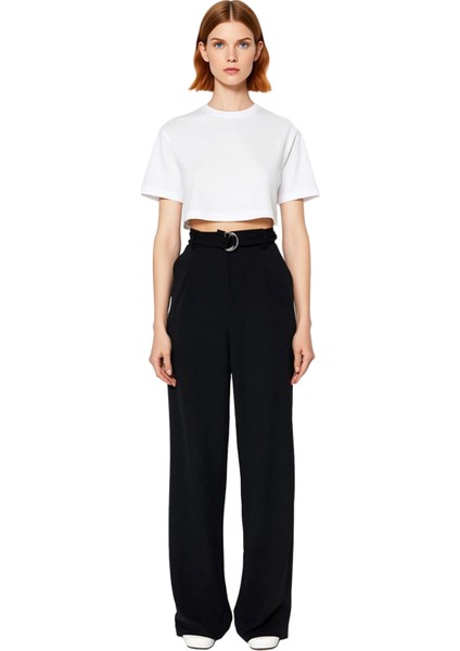 Kadın Wideleg Kemerli Yüksek Bel Örme Smart Pantolon Fonksiyonel Dayanıklı Kaliteli Modern fırsatları