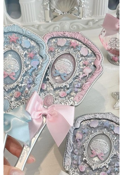 Shell’s Mavi Deniz Kabuğu Vintage Mücevher El Aynası modelleri