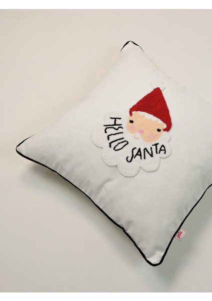 Hello Santa - Yılbaşı Serisi Motto Yazılı Siyah Fitilli Yeni Yıl Punch Kırlent Yastık Kılıfı fiyatları